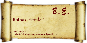 Babos Ernő névjegykártya